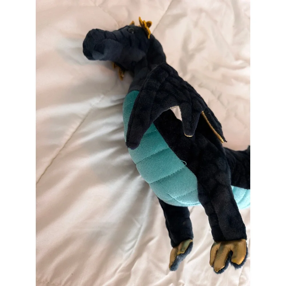 Douglas Dragon Plush Toy Black Turquoise Gold Wings Stuffed Animal NWT
